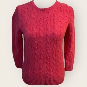 Lord & Taylor 100% Cashmere Cable Knit Sweater XS Petite Pink Quiet Luxury Cozy